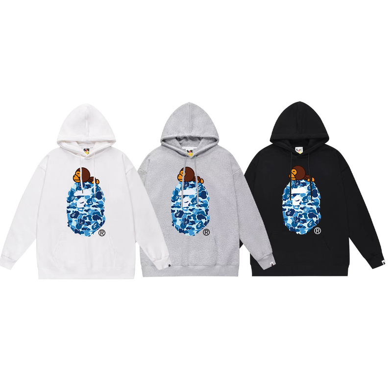BAPE猿人头潮牌单面印花连帽卫衣秋冬新款嘻哈潮流男女同款|undefined