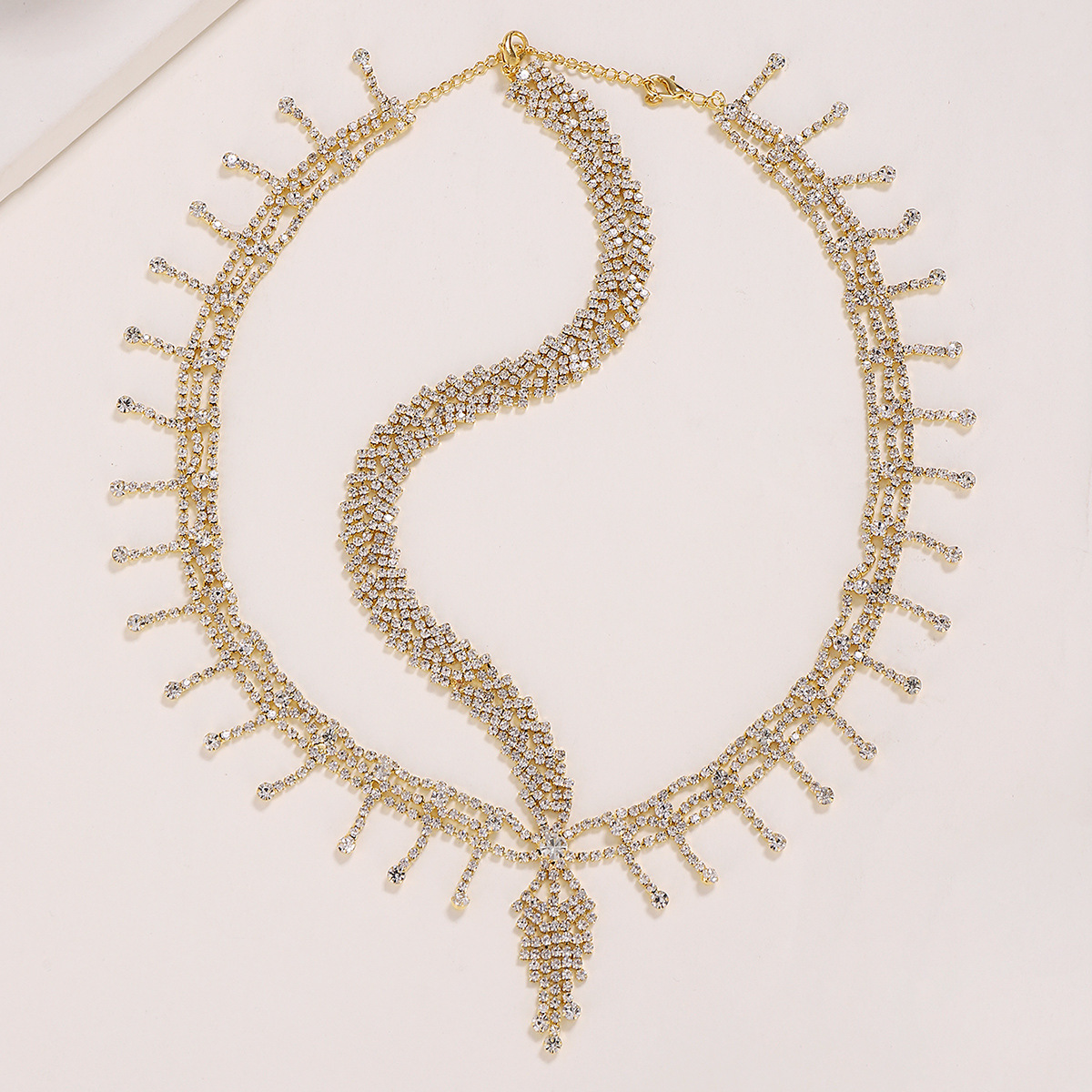 Europeo y americano lujo rhinestone borla ceja colgante nupcial diadema accesorios para el cabello etapa rendimiento exagerado joyería sexy ceja colgante