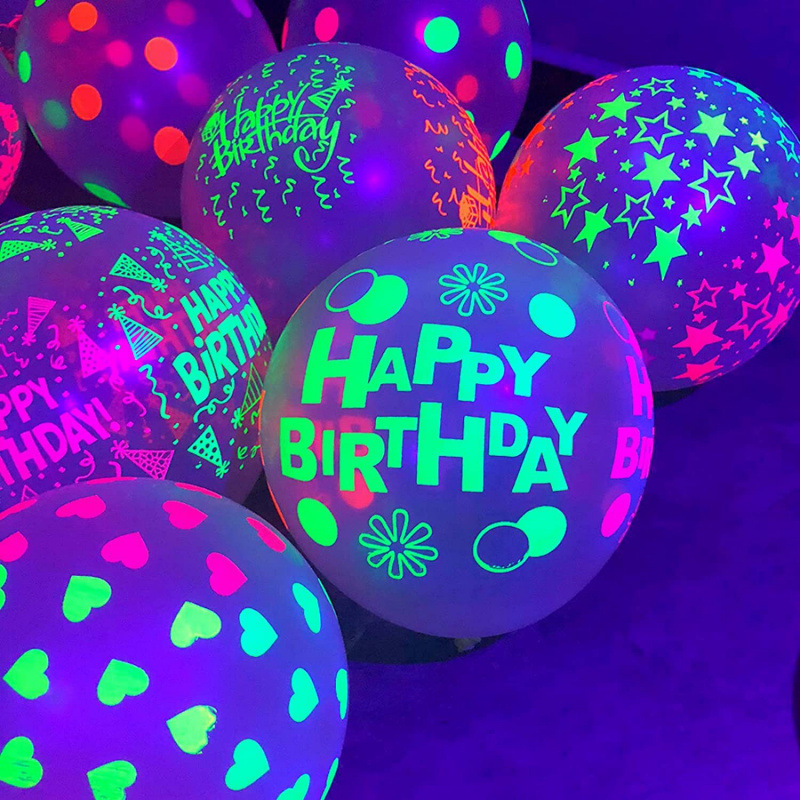 Feliz cumpleaños Neon Glow Balloons Glow in Blacklight Fluores