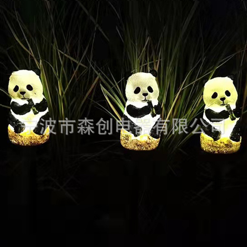 Nueva resina solar Panda LED luz al aire libre impermeable búho tierra lámpara jardín decoración césped noche Luz