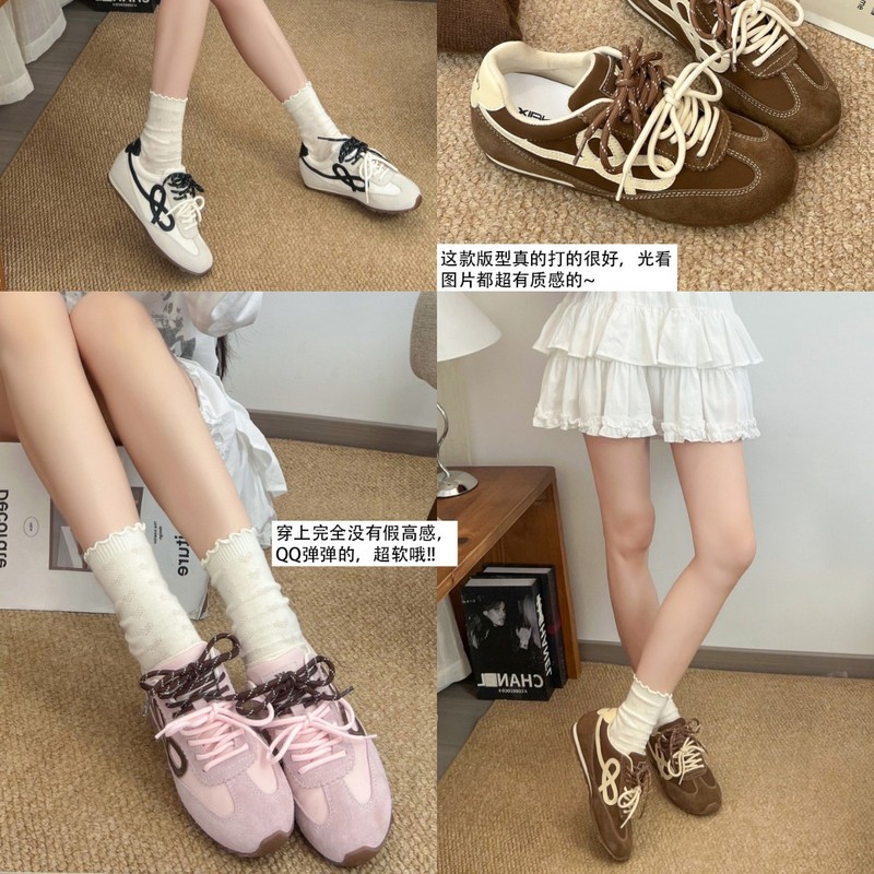 牛皮版~内增高5cm德训鞋女鞋2025年秋季新款运动休闲阿甘鞋潮|undefined