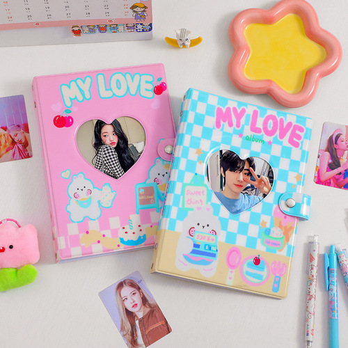 Korean version of cartoon love pvc loose-leaf photo album sweet girl photo storage album star photo card collection card album female