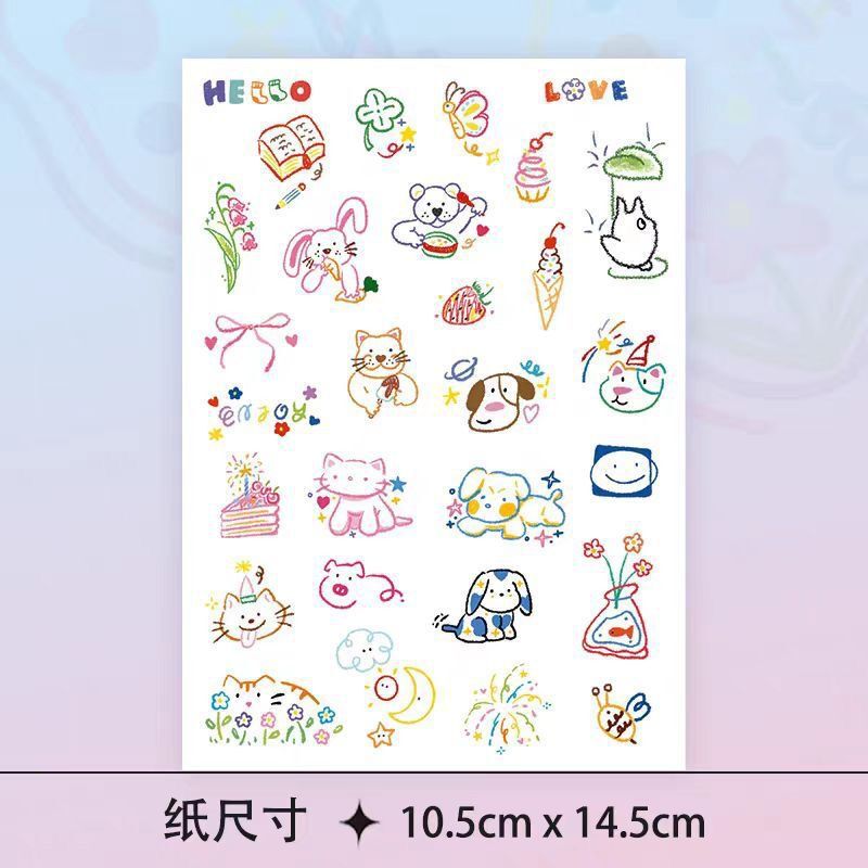 Kitten puppy cute cartoon small pattern color tattoo stickers waterproof long-lasting female ins wind small fresh tattoo