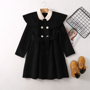 2025 New Girls Double-Sided Woolen Outwear Korean Style Autumn and Winter Girls' Top Long Red Style Wool Outwear