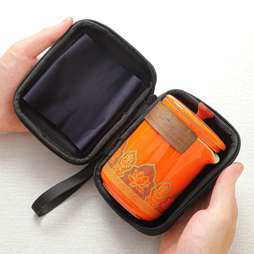 Travel Tea Set with Ancient Charm, Portable Quick Travel Mug, Outdoor Camping Small Set Ceramic Gongfu Tea Set, Business Gift