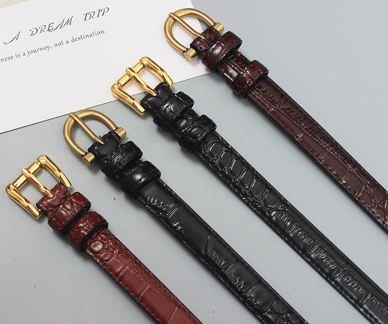 Quality leather metal universal solid color waist belt