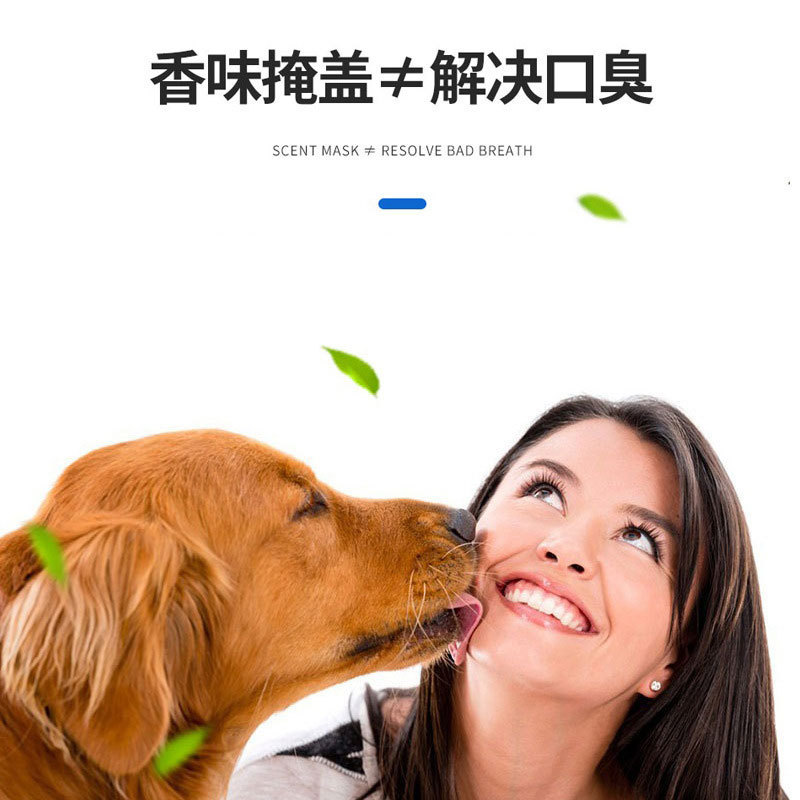 ペットの口のスプレーを楽しんで、口の中の猫と犬の共通の息をきれいにします。|undefined