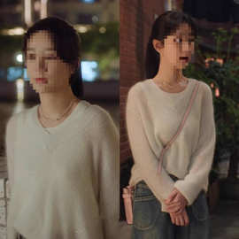 长期现货2026春装承欢记杨紫麦承欢同款白色V领毛衣女针织衫上衣