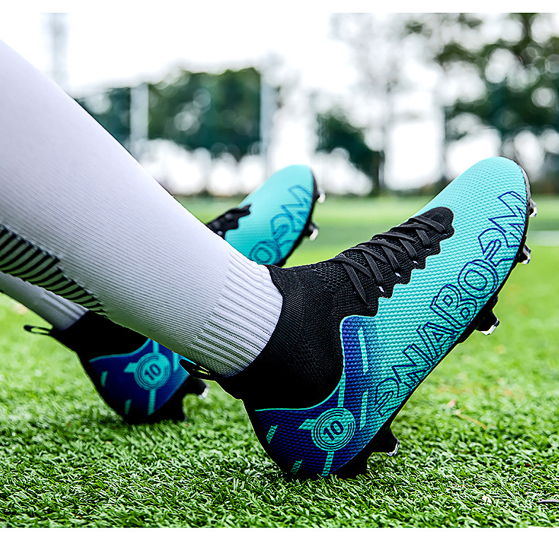 Autumn New High Top Long Men's and Women's Gold School Professional Training Broken Nail Football Shoes_voghion.com