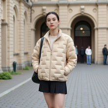 女士秋冬新款轻薄羽绒服短款大码修身轻便外套轻薄款立领无缝压胶
