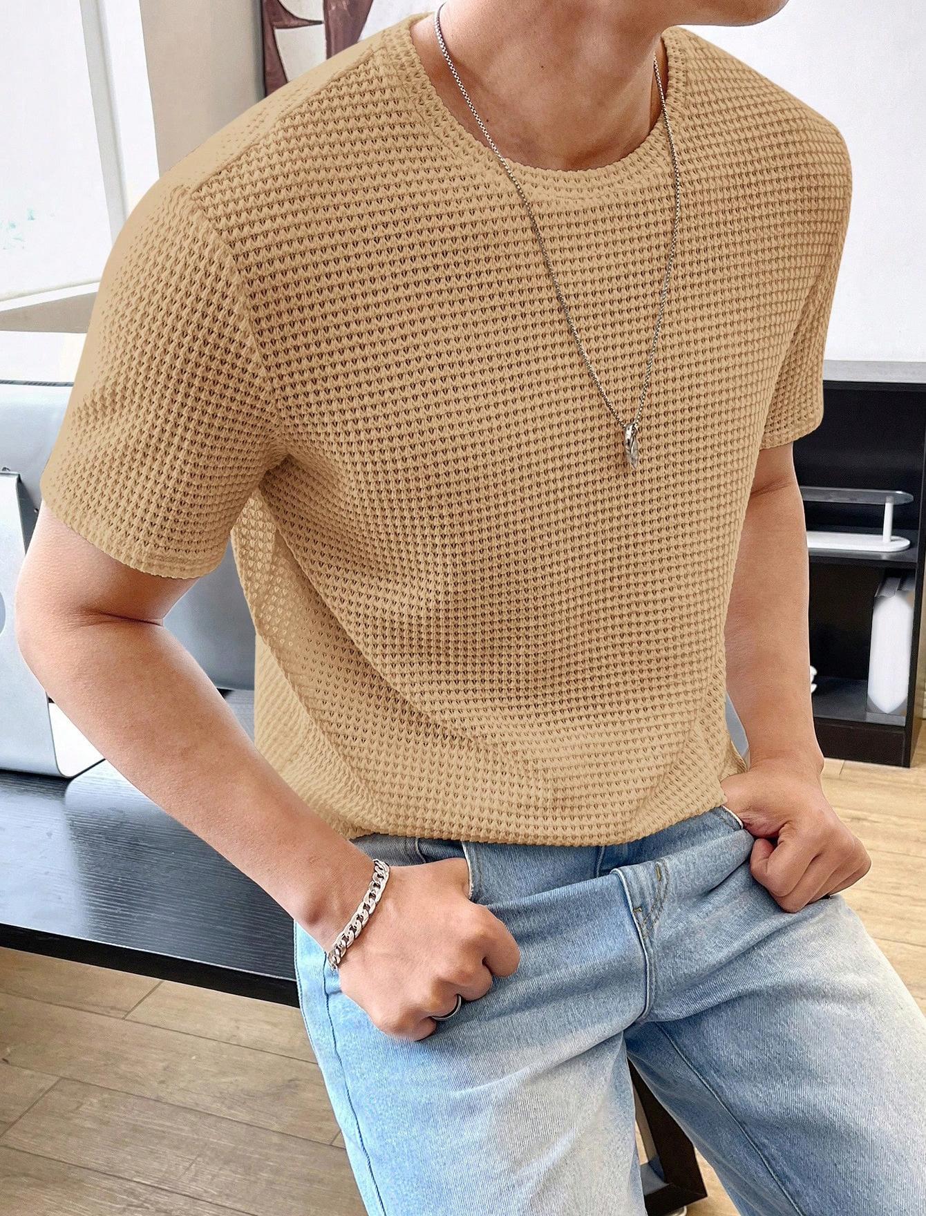 "Men's Loose Fit T-Shirt - Solid Color, Casual Style, Short Sleeve Summer Tee" - Picture 10 of 13