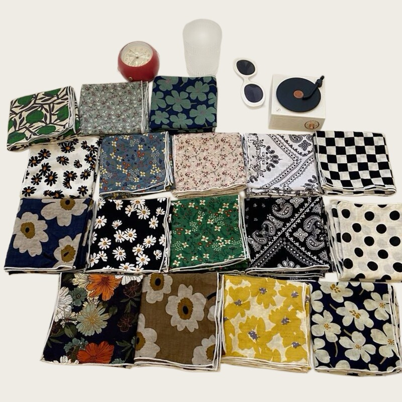55cm cotton-linen small square scarf, Korean style new cotton neck scarf, vintage thin fresh decorative scarf for women, wholesale 55cm cotton-linen small square scarf, Korean style new cotton neck scarf, vintage thin fresh decorative scarf for women, wholesale
