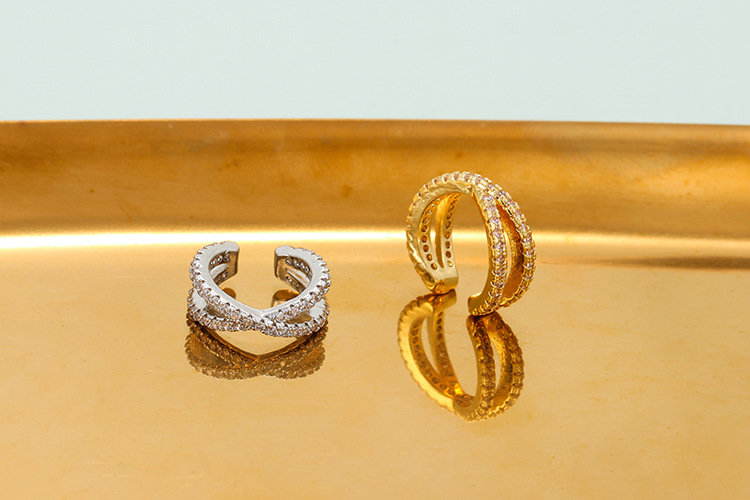 Copper Material Geometric Pattern Wholesale Jewelry Double-layer Hollow Copper Ear Clip Nihaojewelry