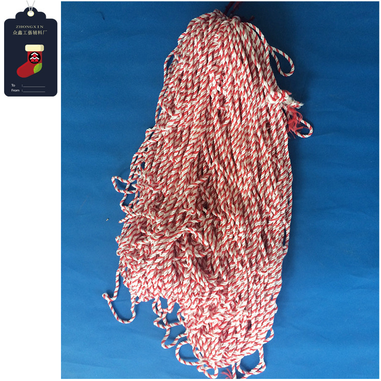 圣诞节饰品红白色相间低弹丝扭绳棉绳黑白色棉绳圣诞玩具绳子配件