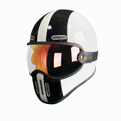 Safety Helmet 3C, Motosiklet kaskı (dəbilqə) - black-and-white-white-color-mirror-m55-56