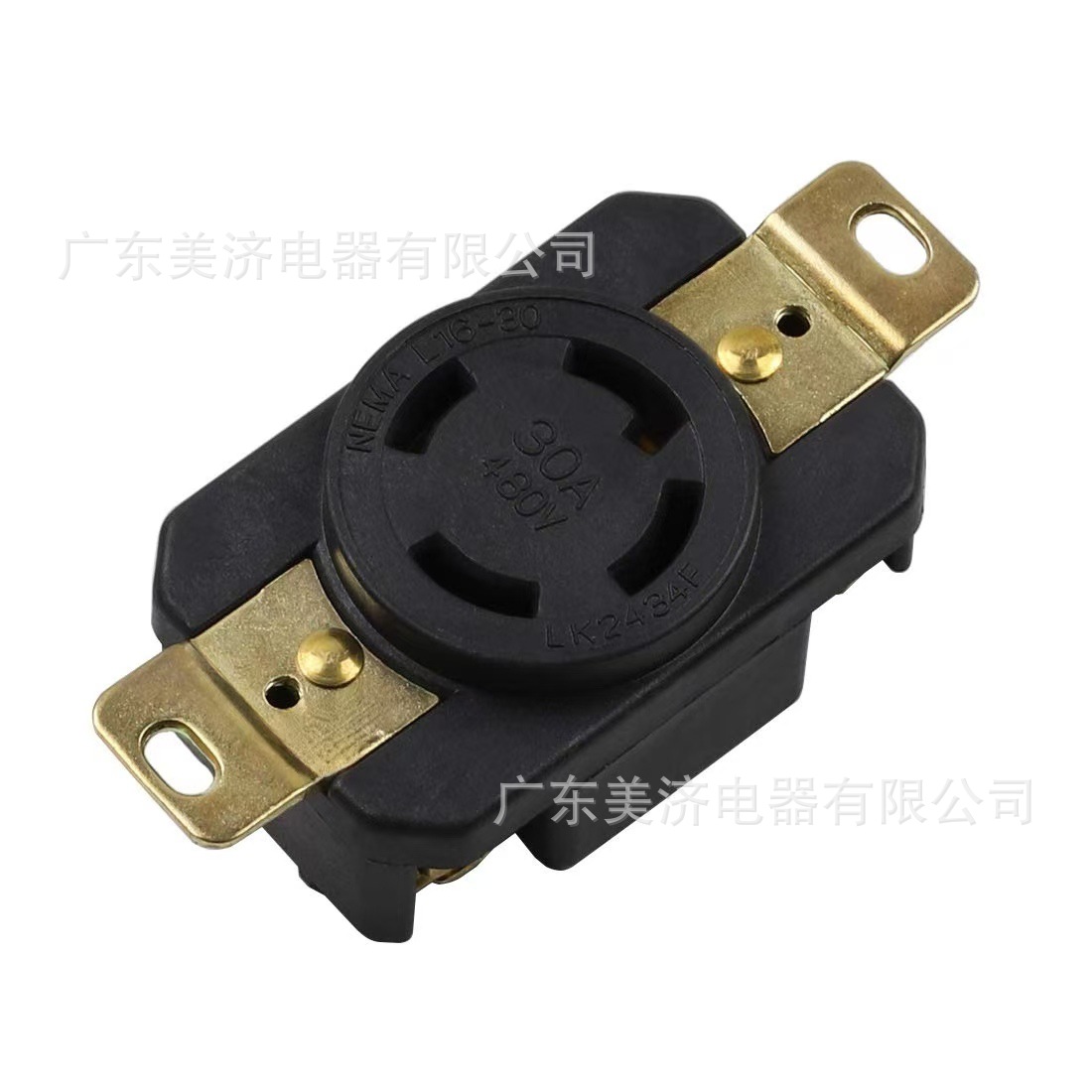 LK-2436F 暗装防松三相四线美规引挂式插座30A 600V NEMA L17-30R