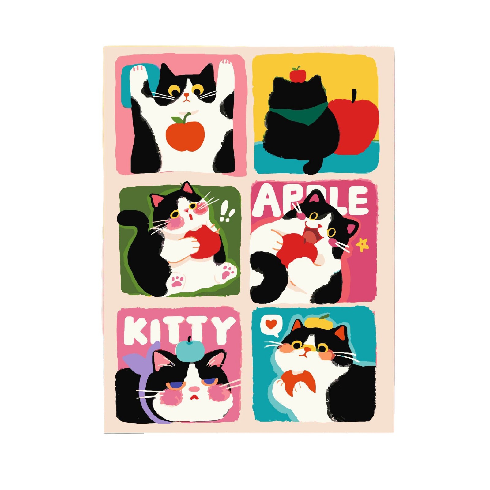 Dopamina gato gato pintura al óleo digital diy simple pintado a mano pintura de relleno pintada a mano dibujos animados pintura decorativa para niños