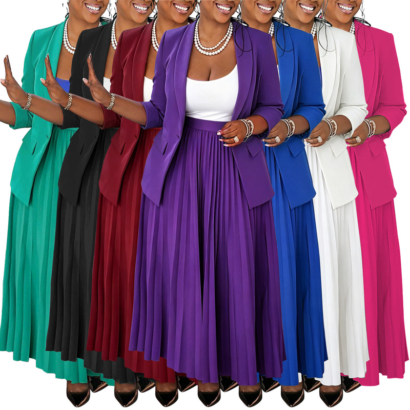 N8066 Amazon Foreign Trade Women's Cross-border Fashion Casual Business Wear Women's Suit Pleated Skirt suit N8066 Amazon Foreign Trade Women's Cross-border Fashion Casual Business Wear Women's Suit Pleated Skirt suit