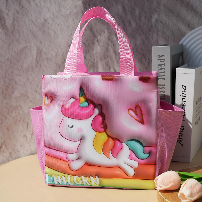 Cartoon doble bolsillo bolsas de aislamiento de mano bolsas de almuerzo de patrón de expansión picnic paquetes de hielo lindos paquetes de almuerzo de bento