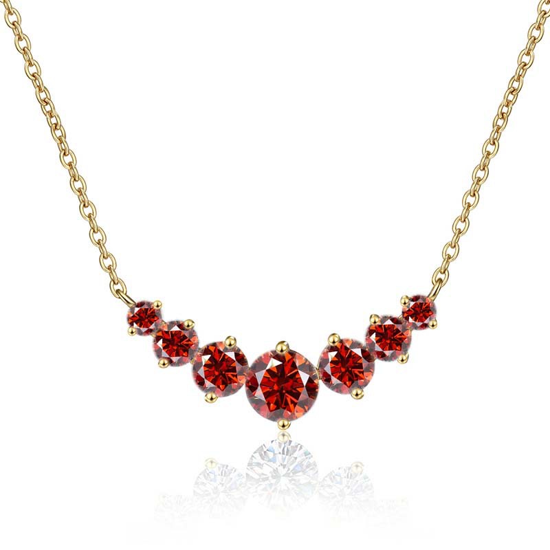 Collar de oro de plata esterlina s925 mujer sonrisa minimalista siete princesas collar de piedra de mosaico de color 2.8 quilates