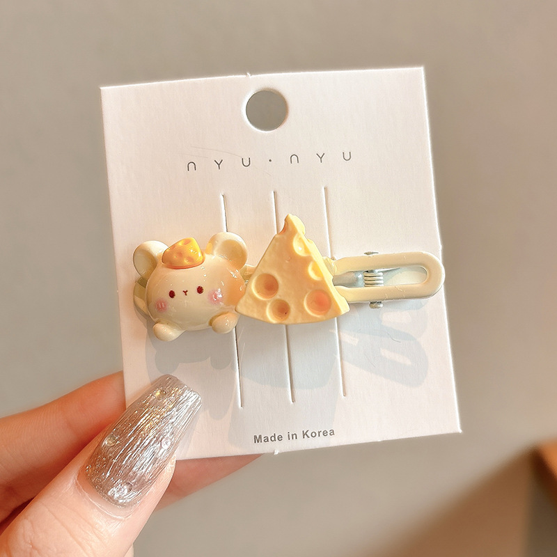 Coreana lateral frange clip de cabello de la frente de mujer sensación avanzada 2025 nuevo toque de dopamina clip de boca de pato