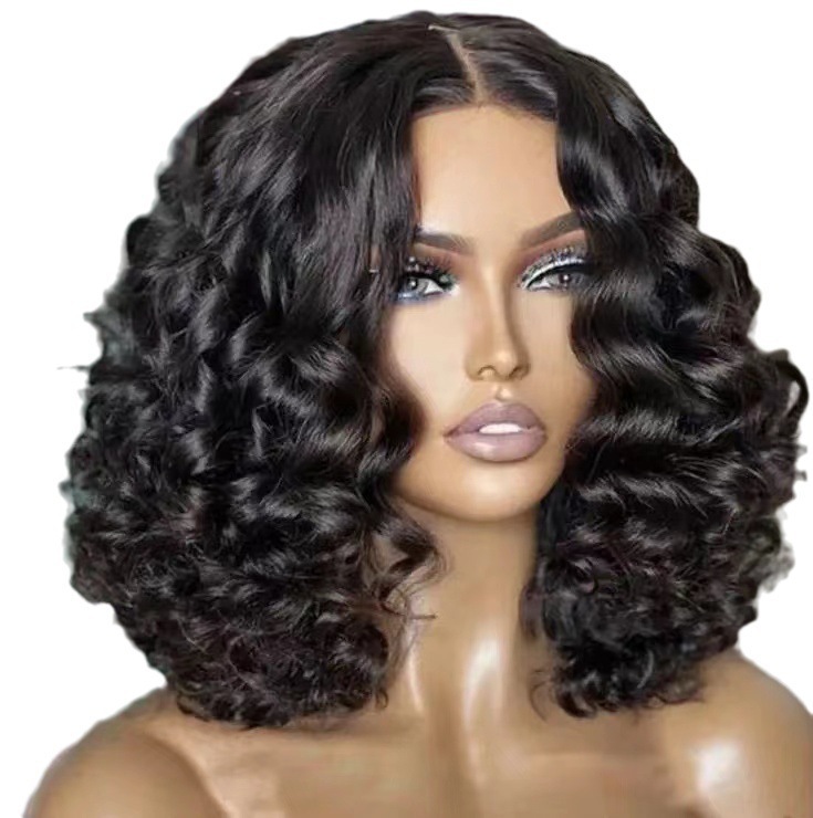 Peruca de cabelo sintético curta cacheada fibra resistente_voghion.com