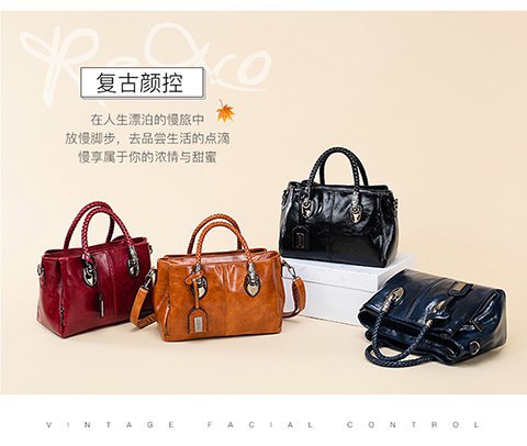 European and American retro women's bag trend, new cross-border hand-held shoulder crossbody bag made of oil wax leather for export, one piece, global consignment undefined