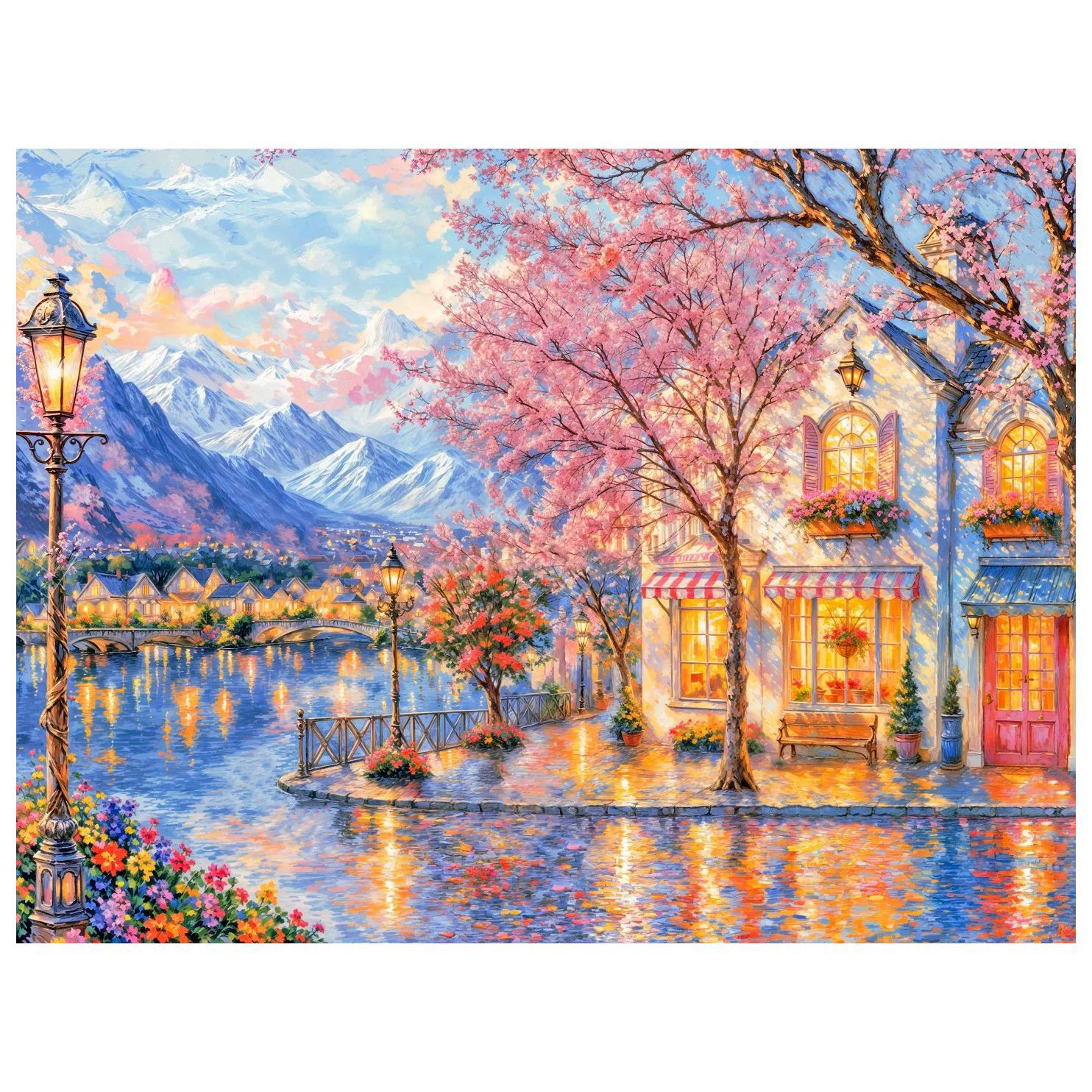 Diamante 5D dibujo de paisaje lleno de diamante cómic cabina bordado de diamantes diy redondo bordado de diamantes dibujo de diamantes a mano decoración para el hogar