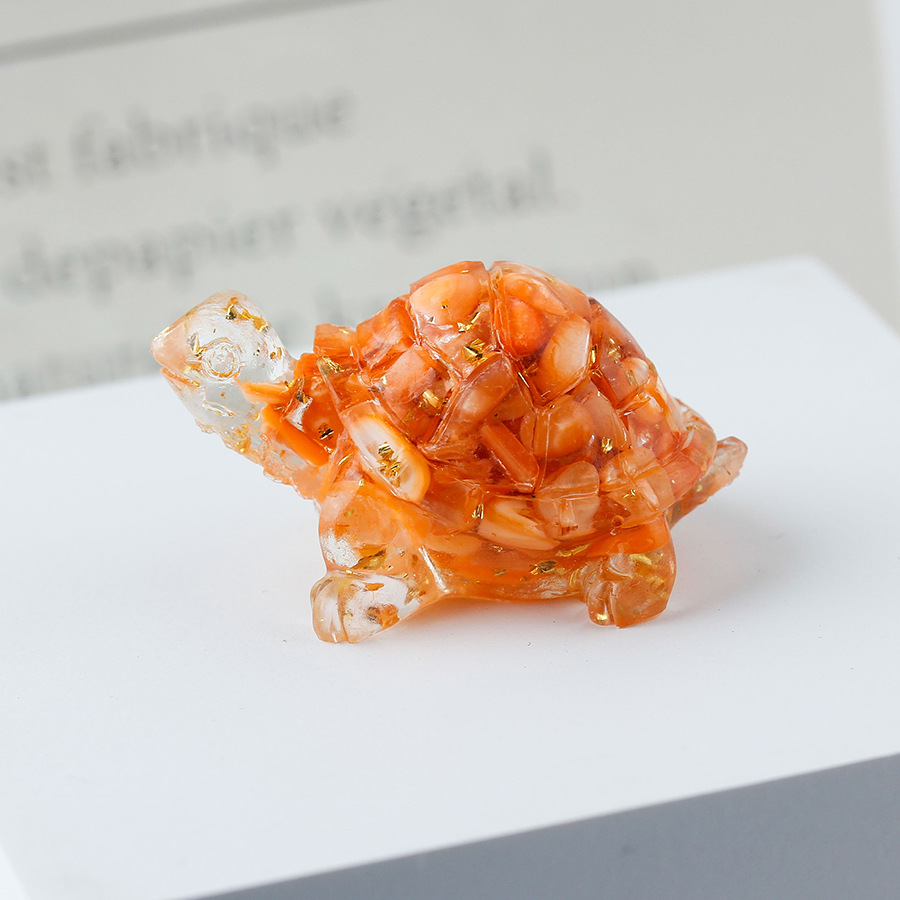 Cristal natural Animal Cristal blanco Cute Little Turtle Decoración creativa Adornos de escritorio Artesanías Decoración de coche