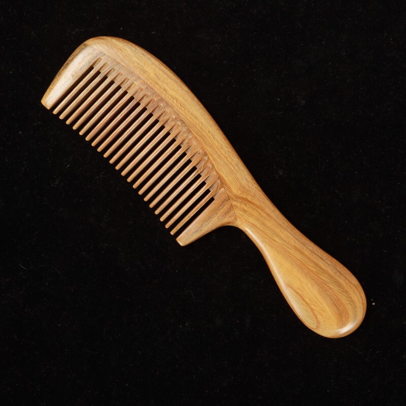 大恒緑檀木櫛 家庭用平柄緑檀木ロングヘアコーム 無垢材巻き毛用密歯球柄緑檀櫛 卸売|undefined