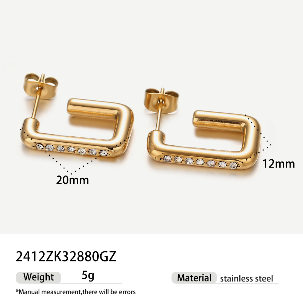 Taina Europa y los Estados Unidos transfronterizos diamantes de acero de titanio geometría simple pendientes de acero inoxidable pendientes de diamantes de color universal