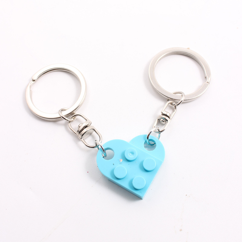 Europa y América Nueva spliced dividir bloques de construcción pareja amor llavero Comercio electrónico transfronterizo Lego rompecabezas llavero