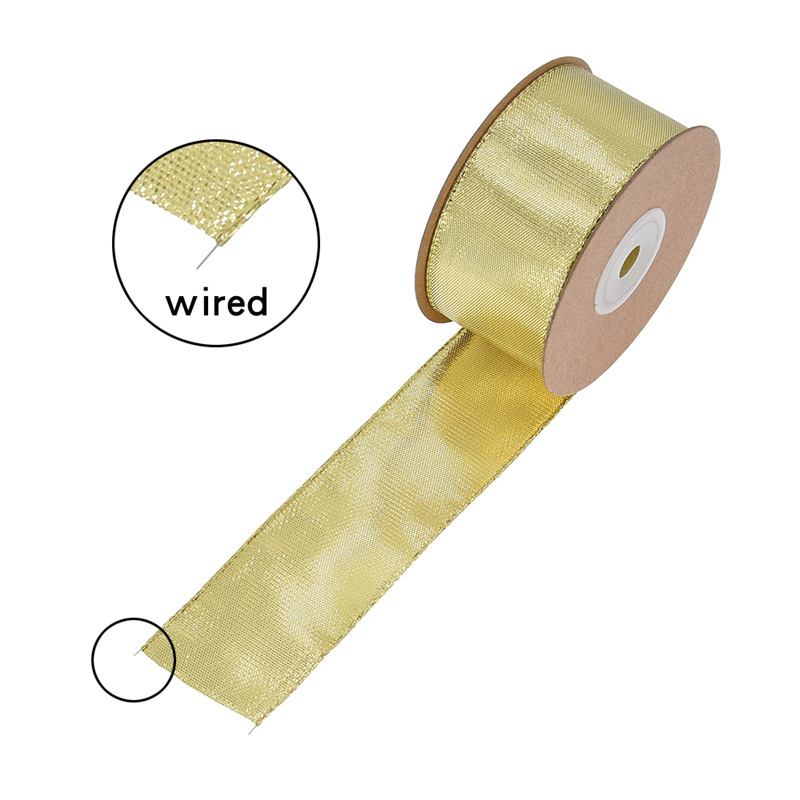 Nuevos productos transfronterizos, verde dorado y plateado brillante, cinta de seda, decoración de flores de celebración festiva, embalaje de regalo, cinturón de cebolla brillante, 10 yardas en stock