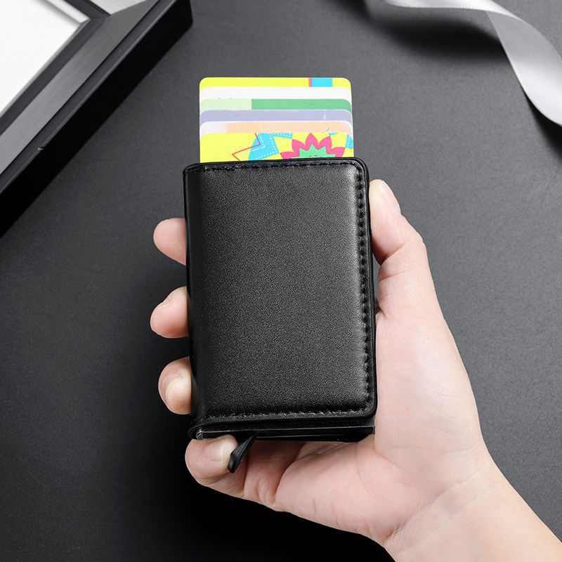 Paquete de tarjetas de posición de tarjeta múltiple para hombre, cepillo antirrobo, paquete de tarjeta de crédito flash automático RFID, caja de metal de aleación de aluminio, juego de tarjetas, clip de tarjeta