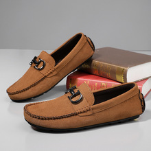 外贸动感男鞋新款平底百搭豆豆鞋男士软底透气一脚蹬驾车皮革鞋男