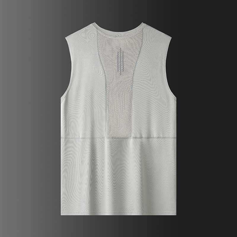Camiseta sin mangas para hombres de verano delgada chaleco deportivo de hielo cuello redondo transpirable hombro camiseta de ejercicio para mujeres de yoga