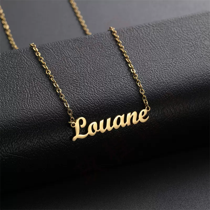 【一件定制】热销时尚不锈钢英文字母吊坠项饰电镀18k金名字项链