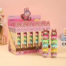 可爱拉布布造型连接荧光笔高颜值彩色记号笔手账笔五色标记笔