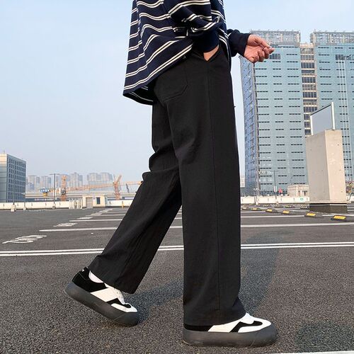Thirteen Rows Slim Fit Men's Casual Pants Trendy Straight Leg Trousers Loose Matchable Long Pants Linen Sports