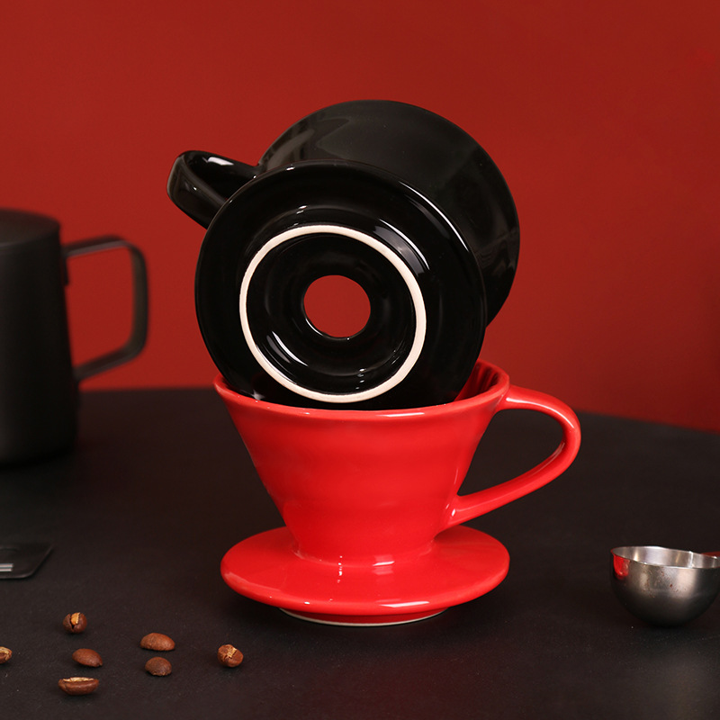 Filtro de café de cerámica con cono de filtro en espiral, herramienta de goteo V60 para preparar café.