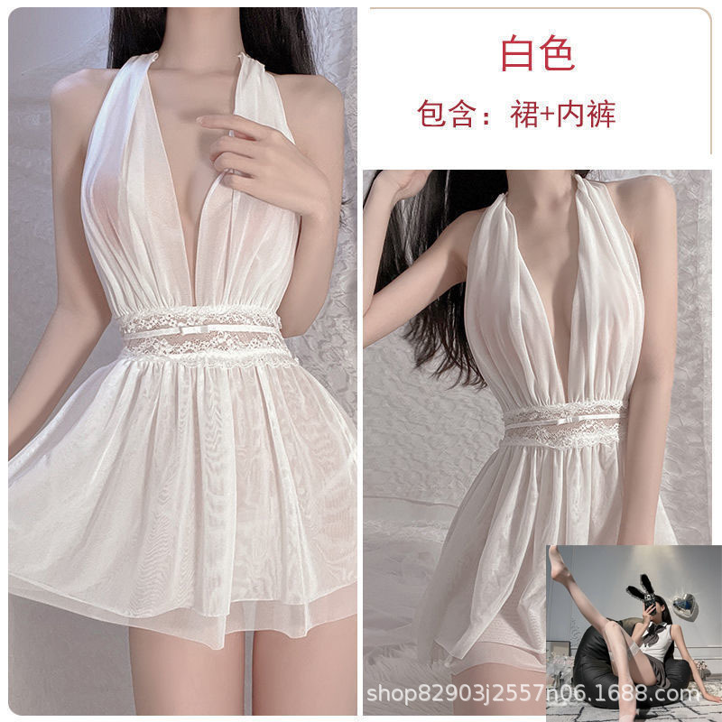 흰색 잠옷 + 속옷 + 흰색 레이스 스타킹 q1500