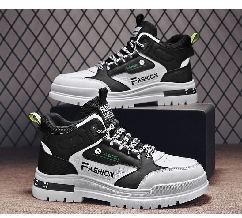 Men's High Top Running Shoes Thick Sole Height Increasing Sneakers_voghion.com