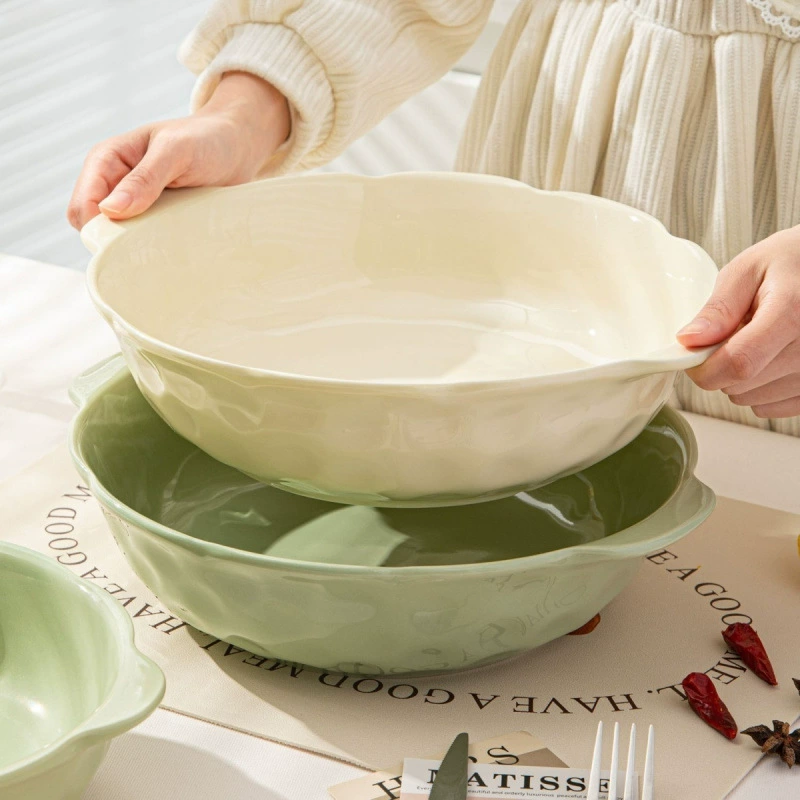 Большая миска для кремовой маринованной рыбы для домашнего использования, новая большая суповая миска с двумя ручками, керамическая суповая миска для Maohuo, специально для трансграничных перевозок.