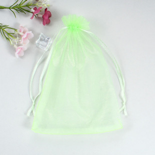 Fruit Green Gauze Bag Jewelry Sugar Bag Cosmetics Mesh Bag Solid Color Organza Drawstring Wedding Gift Bag Manufacturer Ready Stock