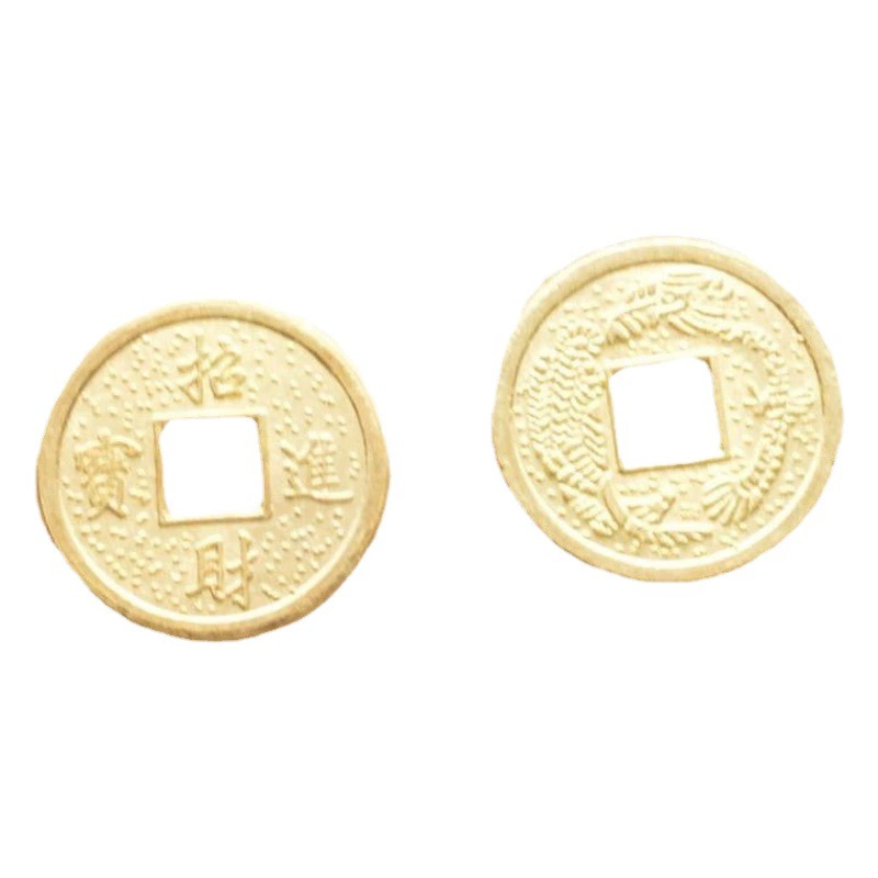 Ремесла золотой сплав медные деньги 2 см аксессуары дерево удачи капля клей запечатывание вещи Дракон Феникс сокровище Чехол для мобильного телефона украшение
