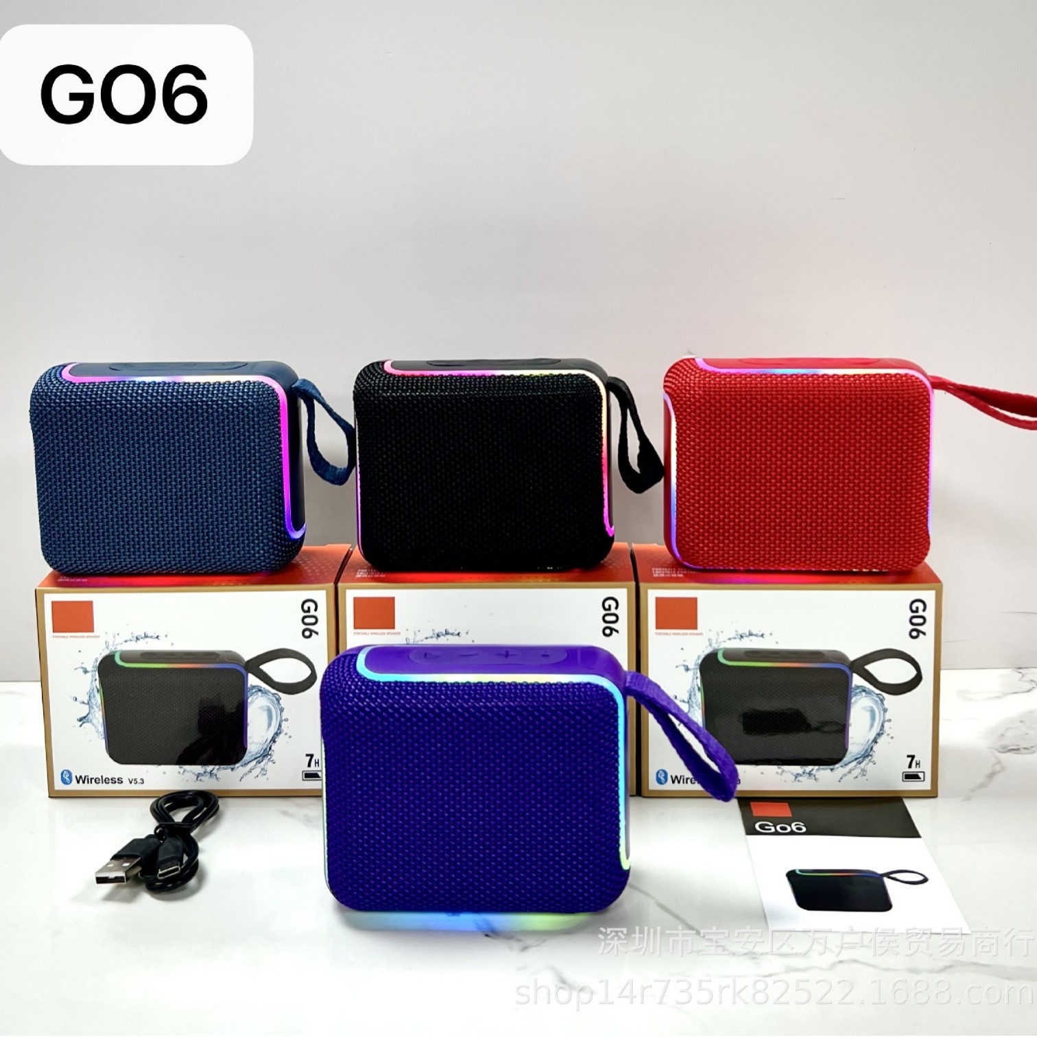 Foreign Trade New Model Go6 Golden Brick 6Th Generation Bluetooth Speaker Outdoor Portable Card Plug-In Mini Gift Subwoofer Speaker