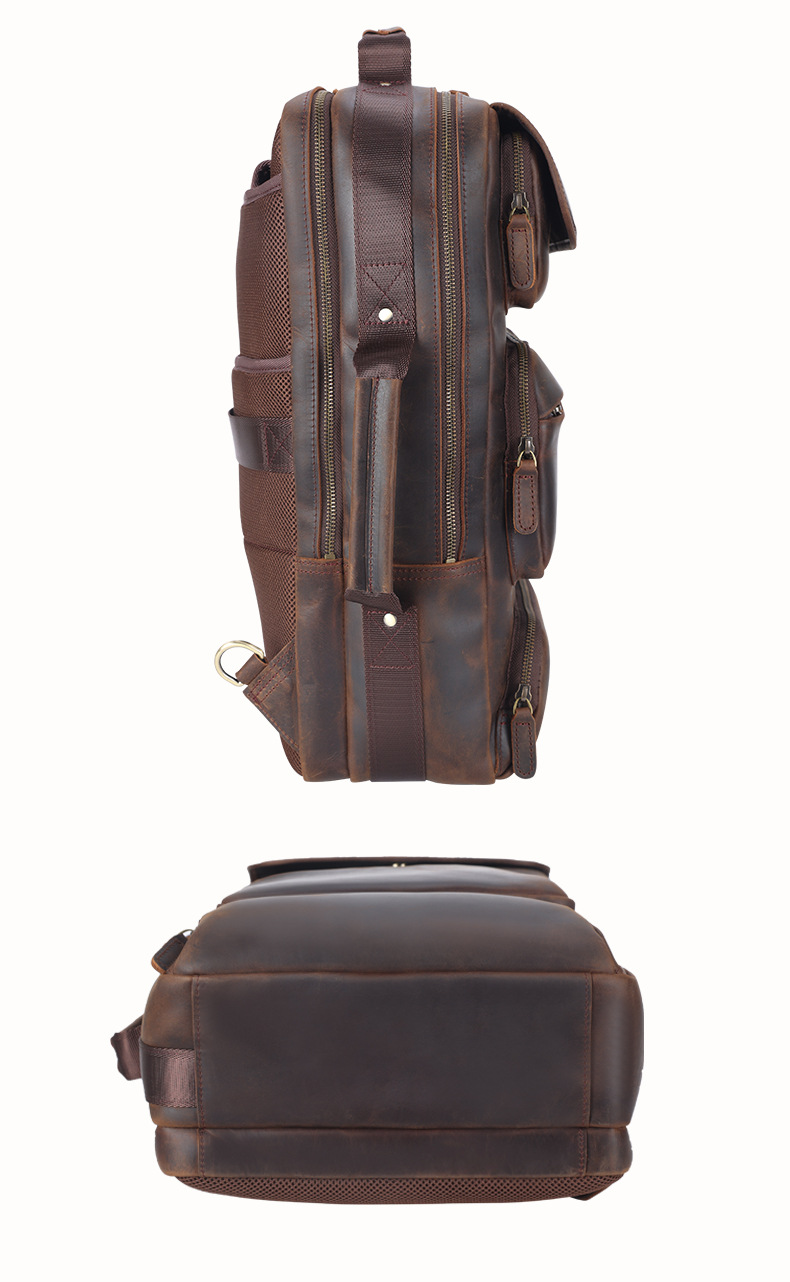 Men's Retro Genuine Leather Laptop Backpack For Travel And Leisure_voghion.com