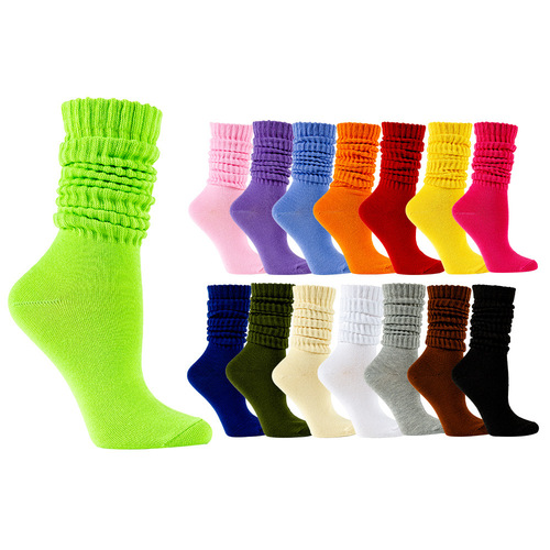 Cross-border socks spring and summer European and American style thin slouch socks women's colorful mid-calf trendy pile socks 