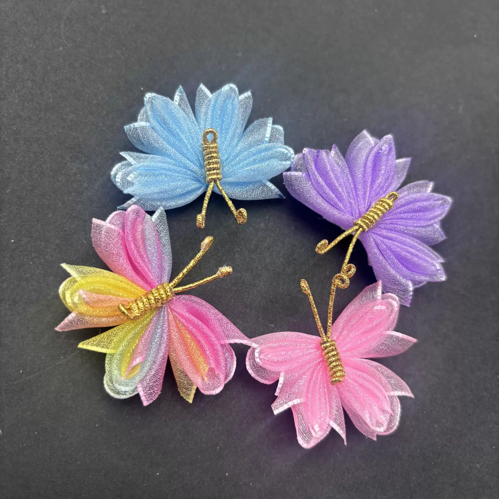 Трансграничная горячая распродажа, летняя пасторальная стильная детская заколка ручной работы из радужной жемчужной пряжи с бабочкой, милая одежда, универсальная боковая заколка