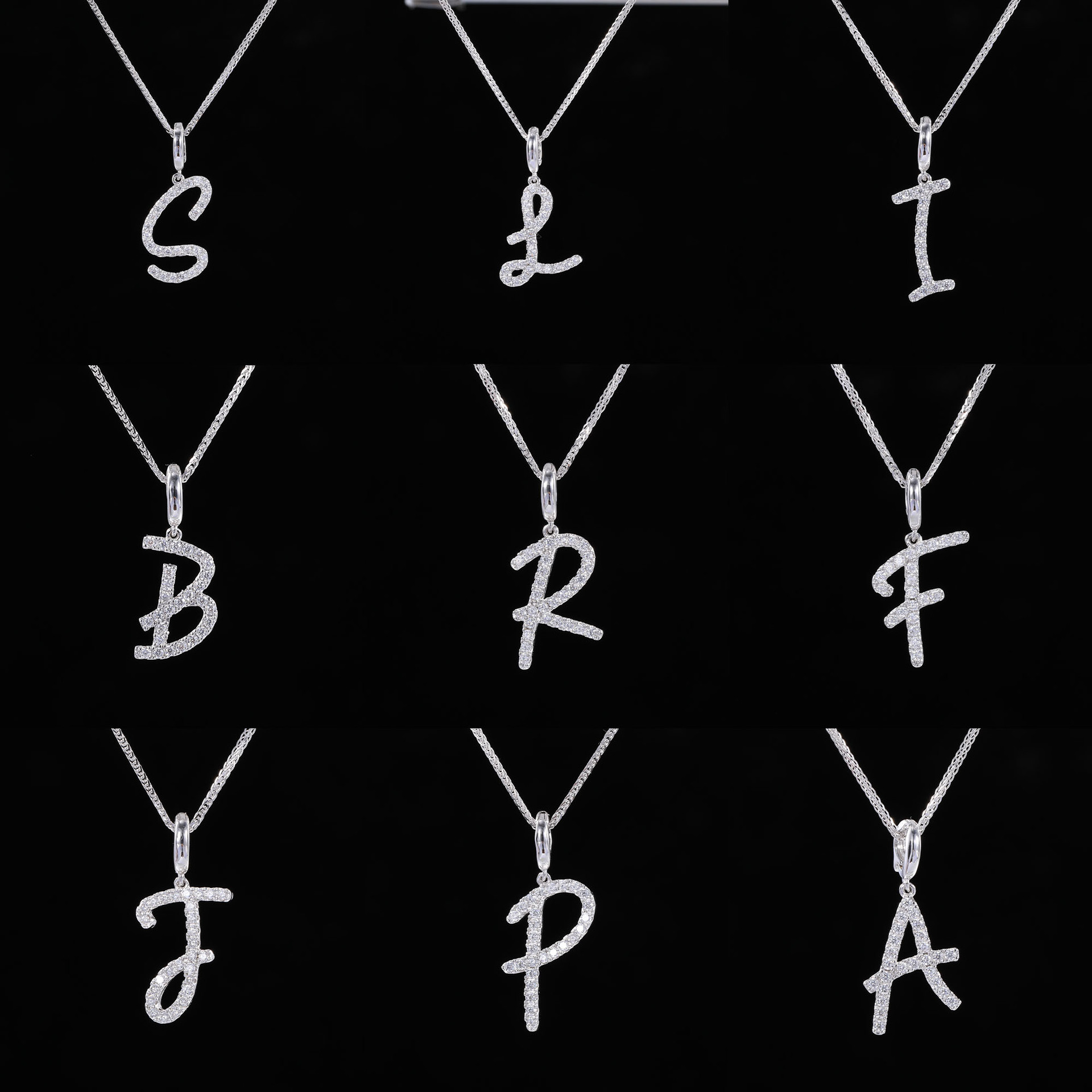 DIY New Style Artistic 26-Letter English Alphabet Necklace with a Light Luxury and High-End Design, Featuring a Moissanite Pendant Accessory Necklace